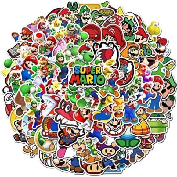 LOT of 100 Random Vinyl Super Mario Stickers - Picture 1 of 9